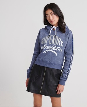 Superdry Classic Boutique Original Női Kapucnis Pulóver Sötétkék | SQXMK2190